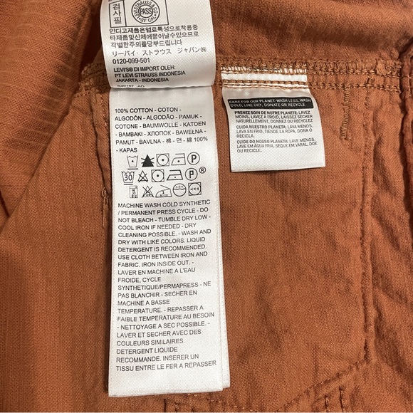 Levi's Cropped Corduroy Trucker Jacket Small Rust Burnt Orange - Picture 11 of 14